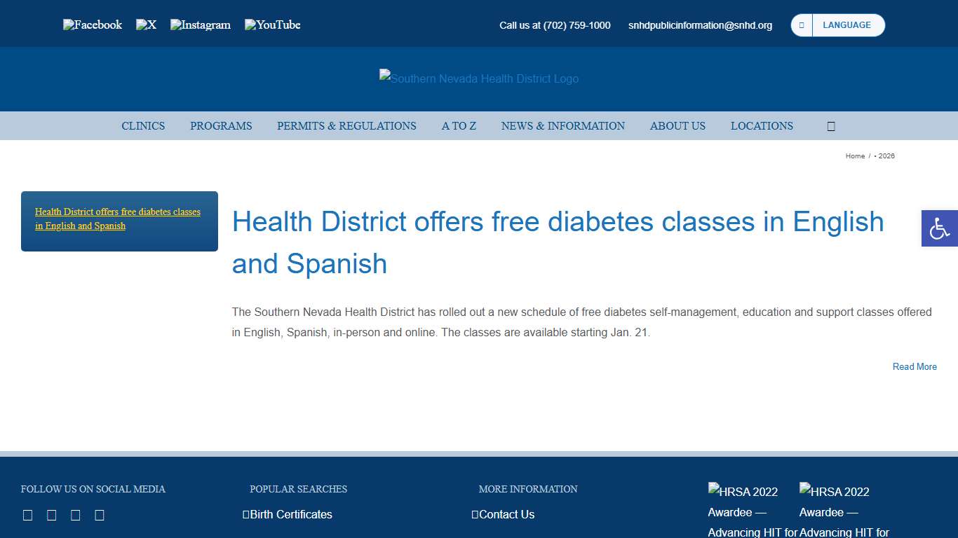 • 2026 – Southern Nevada Health District